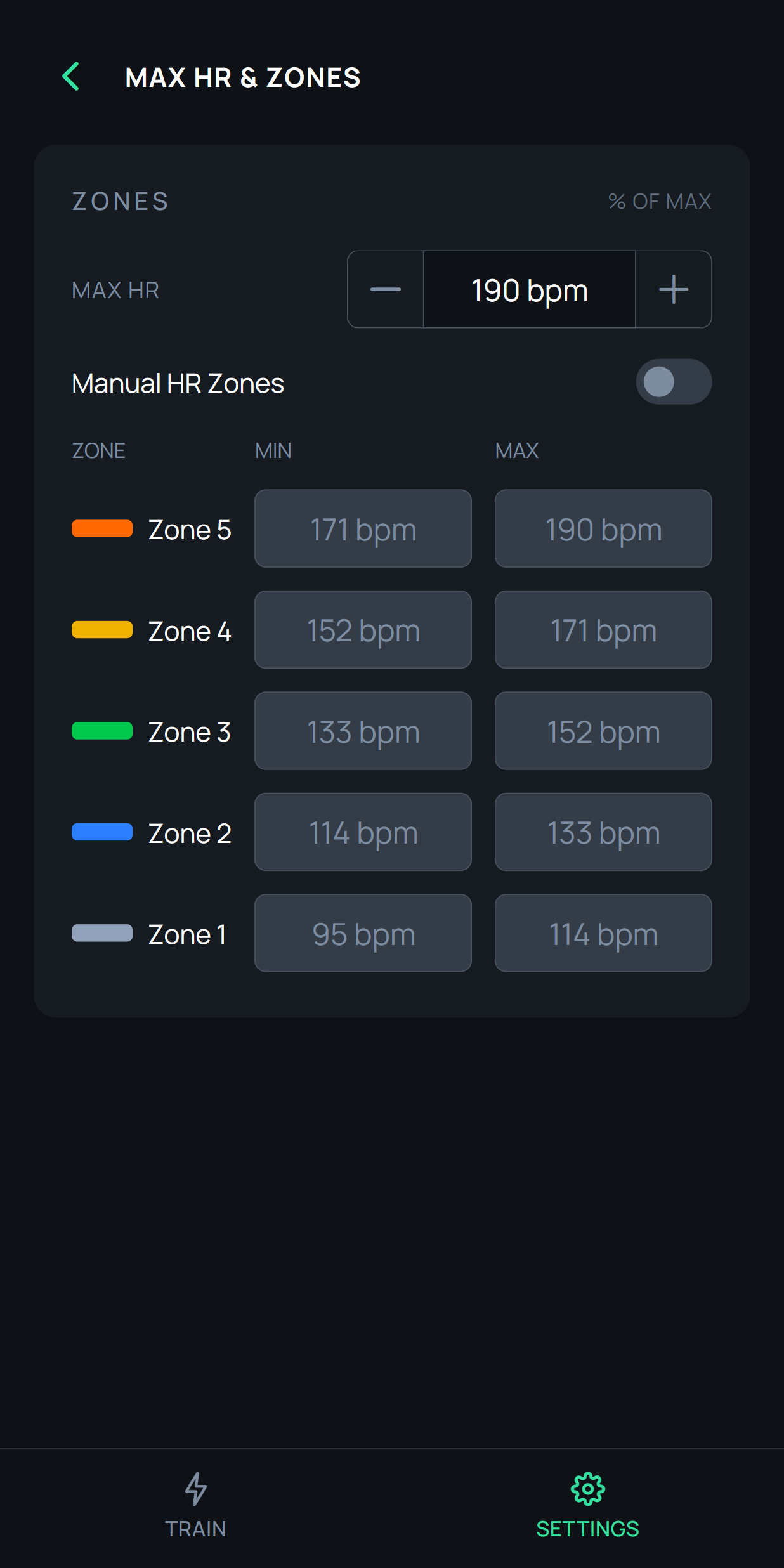 Zone settings