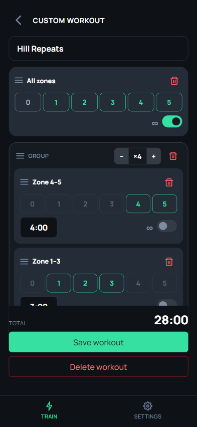Custom workout builder
